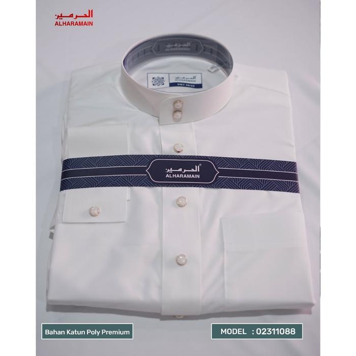 AL Haramain Jubah / Gamis Pria Dewasa Slimfit Manset Premium Series (108) Putih Putih Tulang