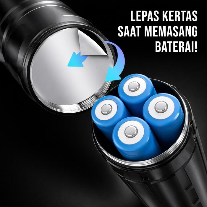 Senter Elegan 5 Mode Cahaya Terang Zoom In Out Multifungsi Aluminium Free Box G600