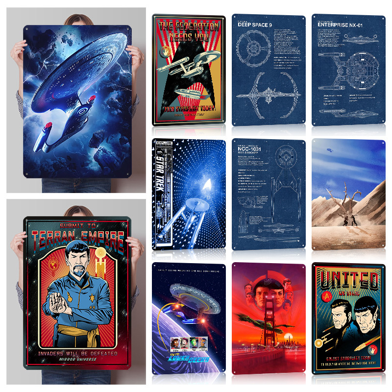Star Trek Posters Wall Art Metal Signs Customizable Retro Tin Sign for Man Cave Decor Decorative