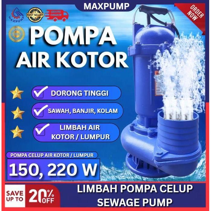 Maxpump Pompa Celup Air Kotor 4" Pompa Irigasi & Air Kotor Debit Besar Pompa Kolam Ikan Empang Pompa