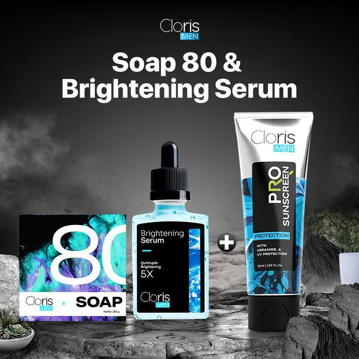 Clorismen Soap 80gr + Brightening Serum - Paket Mencerahkan Wajah & Mengatasi Bintik Gelap Hitam