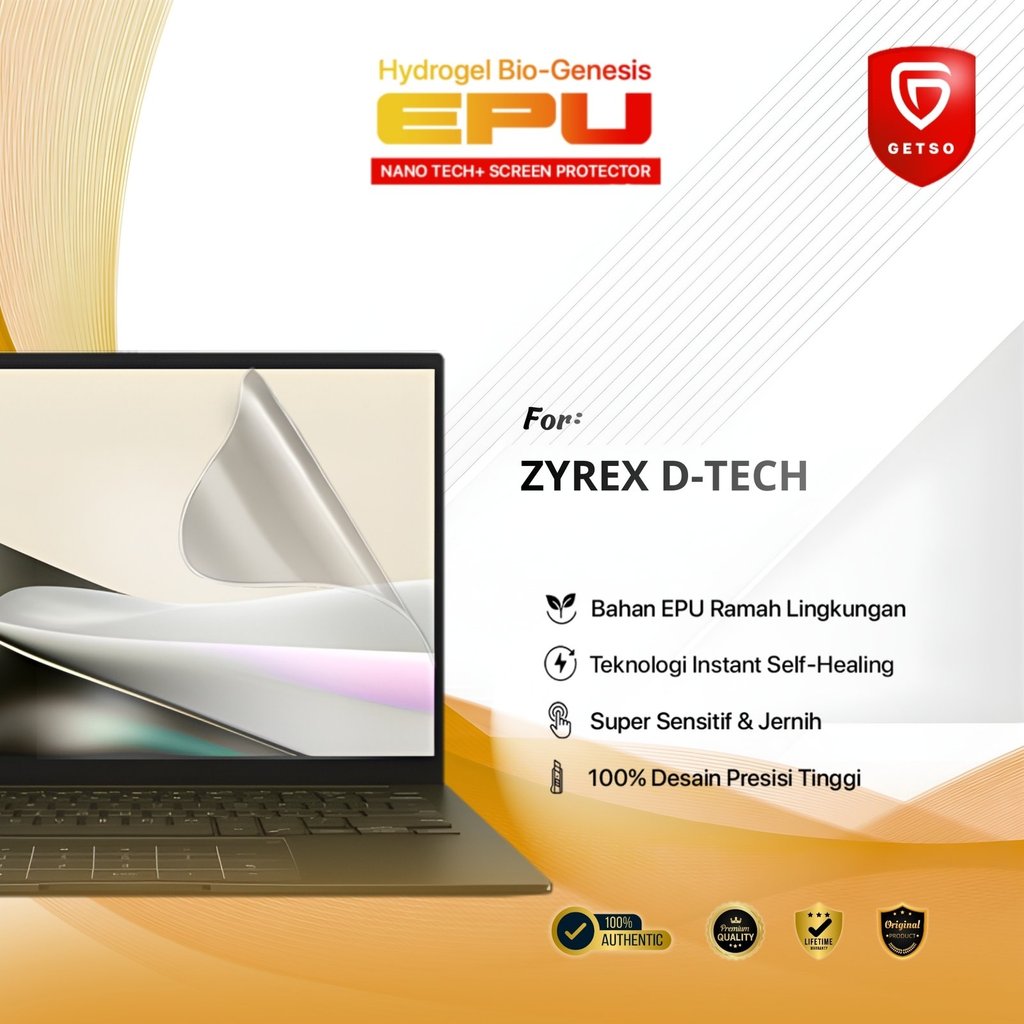 Getso BIO-HYDRO EPU Hydrogel Pelindung Layar for ZYREX D-TECH Premium Anti Scratch Ultra Vivid Super
