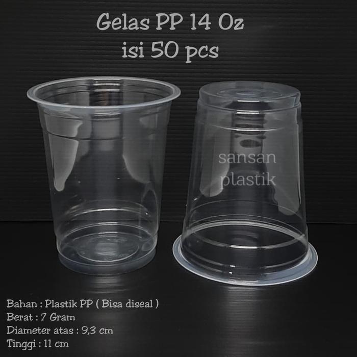 GELAS PP 14 OZ / GELAS PP 14OZ / GELAS PLASTIK 14OZ - NO TUTUP