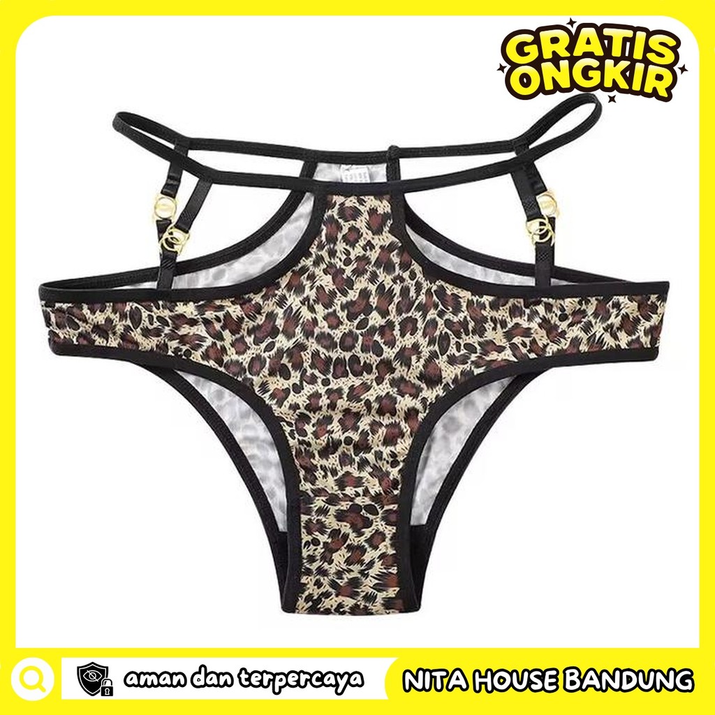 CELANA DALAM WANITA MOTIF LEOPARD MID WAIST UKURAN PRIVASI AMAN
