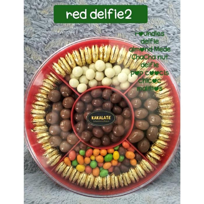 Parcel Coklat Delfi & Lagie Toples Bulat Sekat 5 - Food Snack Cokelat