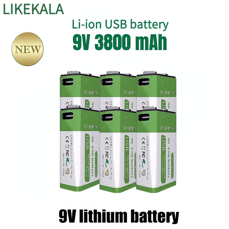9V USB rechargeable battery, 16800mAh Type-C rechargeable lithium-ion battery, 9V suitable for