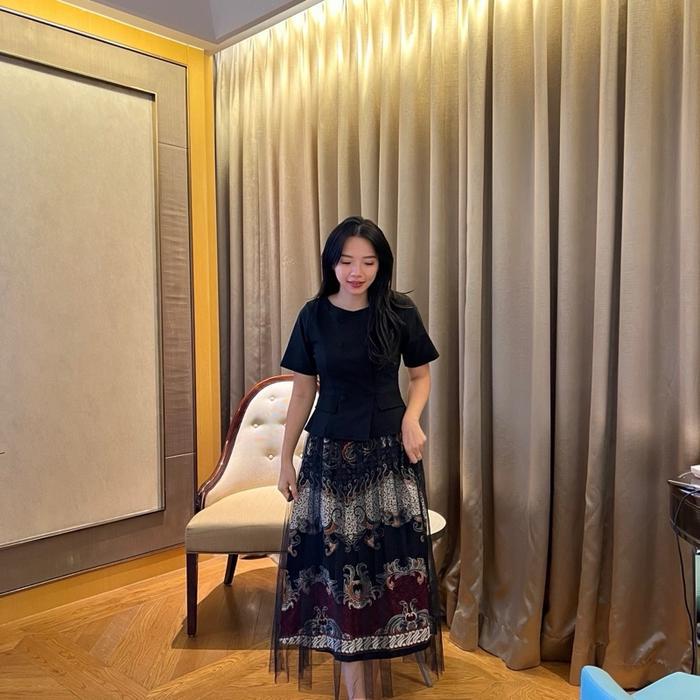 HERFIT Hellena one set rok wanita + set rok tile ( set rok pendek midi )