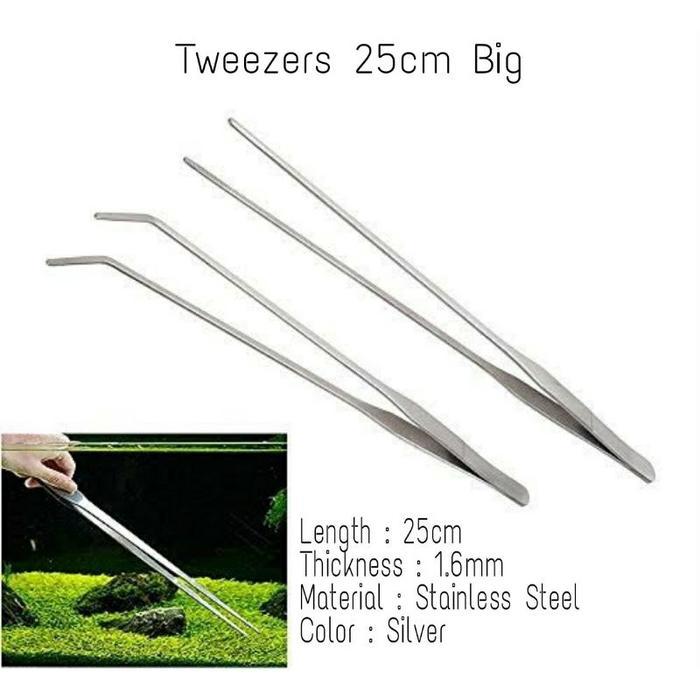 "New" Pinset Panjang 25 CM tweezers Bengkok Lurus Ujung Lancip Aquascape
