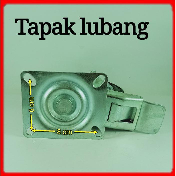 Roda Troli 4 inchi 1set(2Hidup Rem+2Hidup) Roda Karet/Etalase/Gerobak/Trolley 4inchi