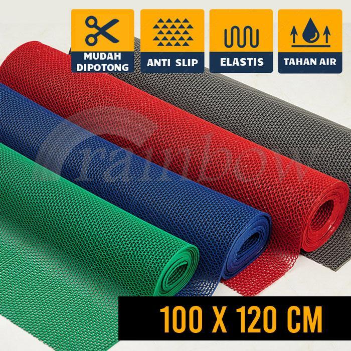 KESET KARPET KARET PVC ANTI SLIP KAMAR MANDI METERAN - ABU ABU