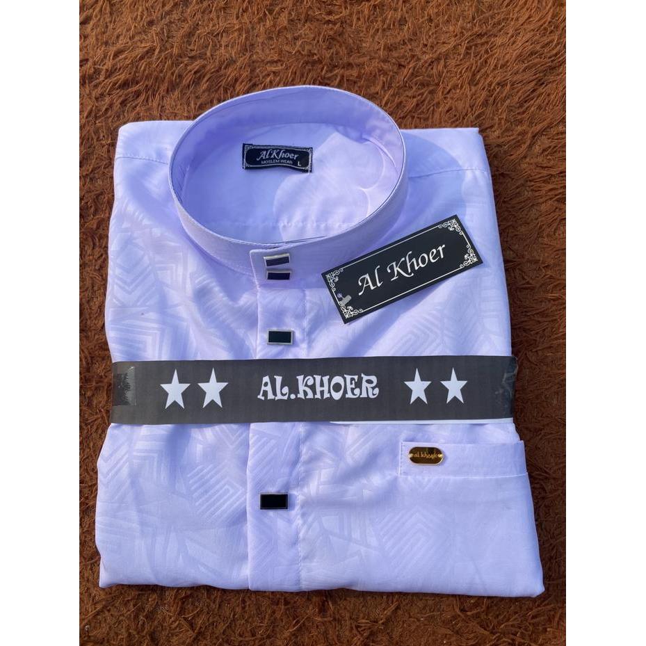 DISKON kemeja koko muslim kemeja formal putih bahan embos koko lebaran 2024 murah Motif Sultan