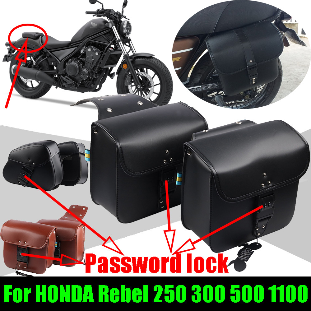 For HONDA Rebel 1100 250 300 Rebel 500 CMX 1100 500 Leather Saddle Bag Motorcycle Accessories Luggag