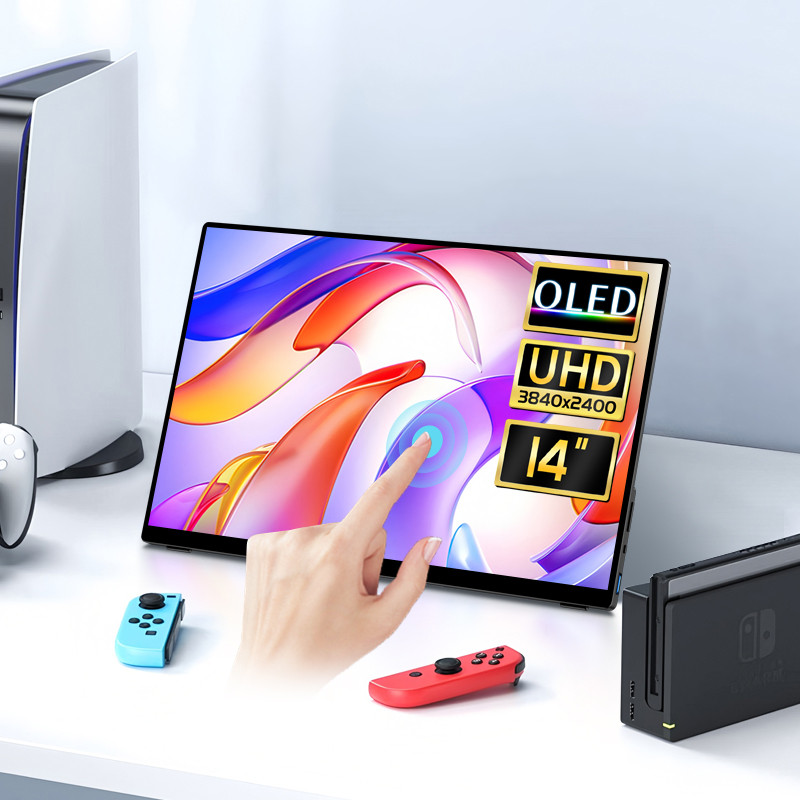 14 Inch Portable Oled Monitor 4K Touchscreen 16:10 Usb-C Hdmi-Compatible External Gaming Monitor For