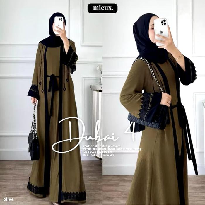 Cod Dubai Abaya Crincle Mix Renda Premium // Gamis Wanita Super Jumbo M L Xl Xxl 3Xl 4Xl // Dress