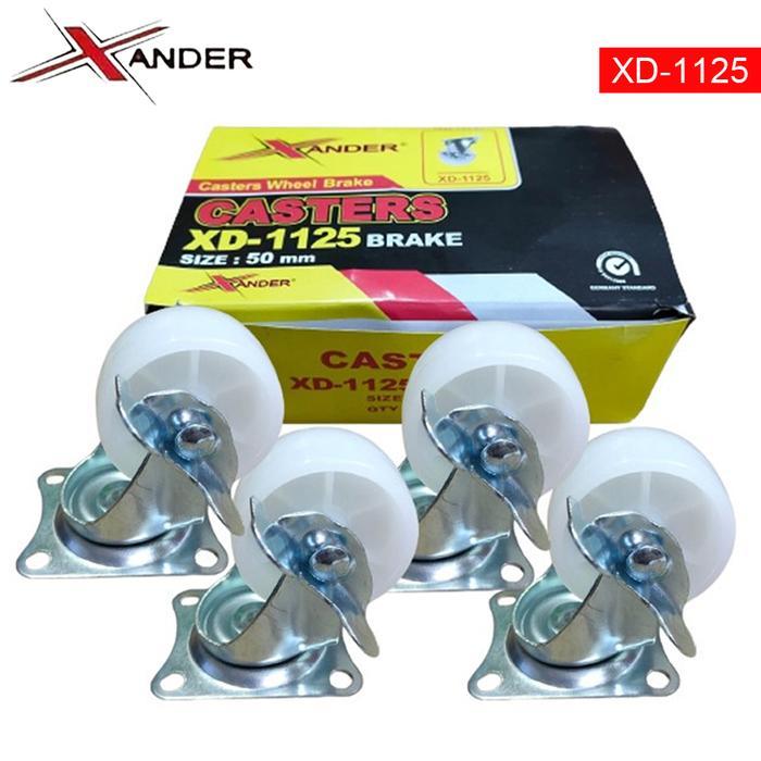 Roda 2 inch 4pcs 50mm - Xander Roda Etalase Troli Gerobak (Hidup Rem)