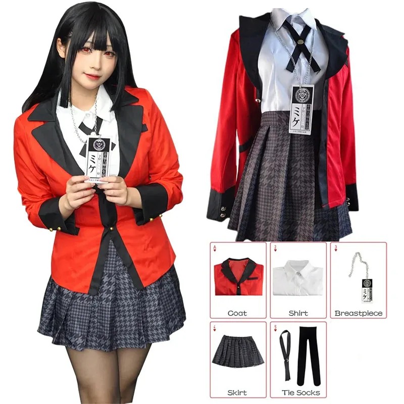 Anime Kakegurui Jabami Yumeko Cosplay Costume Halloween Sayaka Compuls Gambler Japanese School Girls