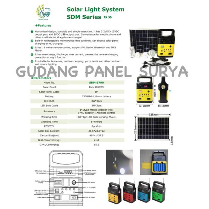 SHS Solar Home System 3 Lampu, Solar Panel PLTS 10W Paket Solar Panel 3 Lampu 10wp 10 Wp