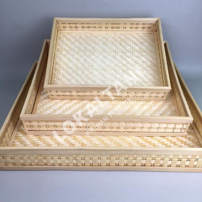 TAMPAH TUMPENG ANYAMAN BAMBU KOTAK / NAMPAN BAMBU BESAR