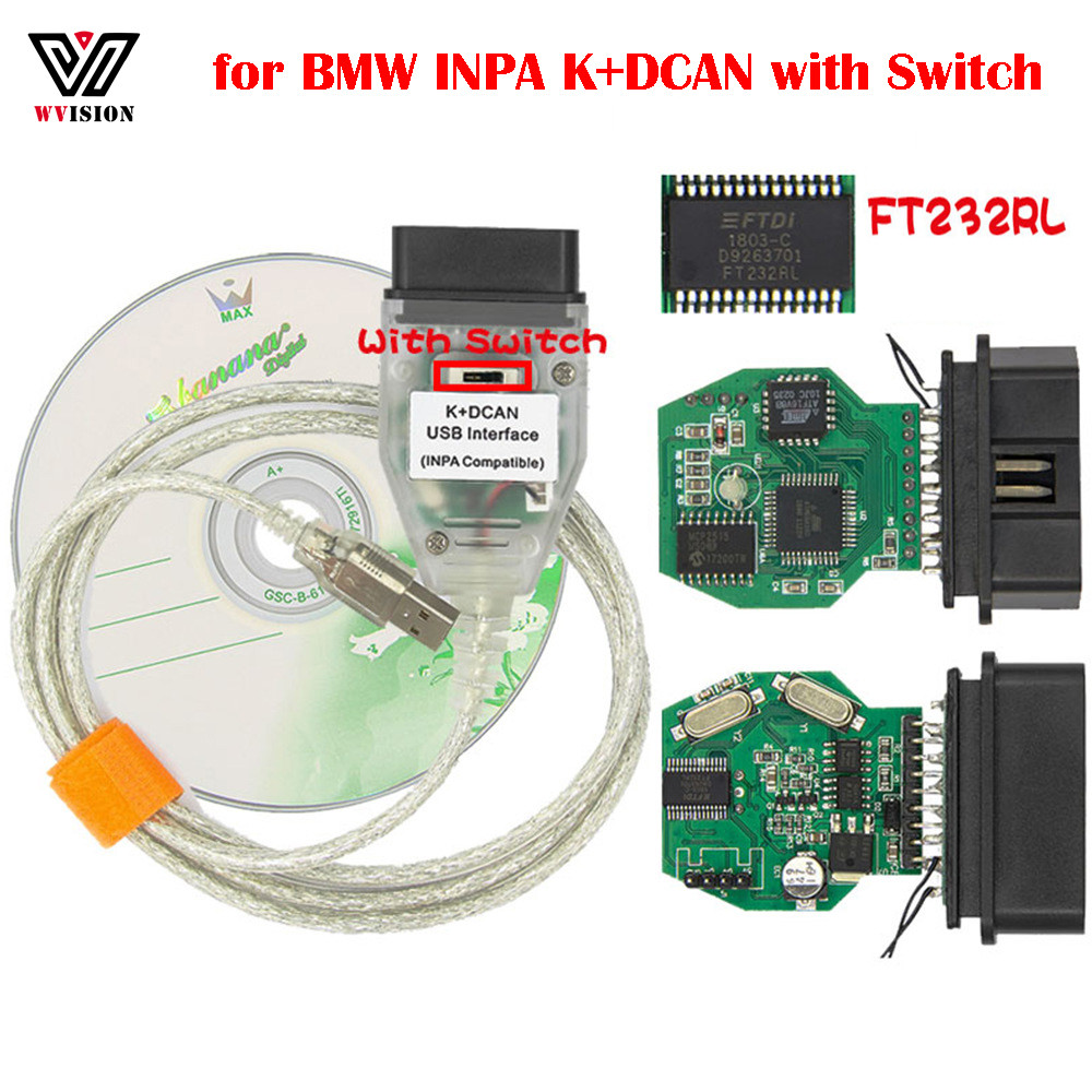 INPA K+DCAN K+CAN K-Line FT232RL with Switch For 8MW OBD2 Scanner Cable Chassis Diagnostic Tool Inte