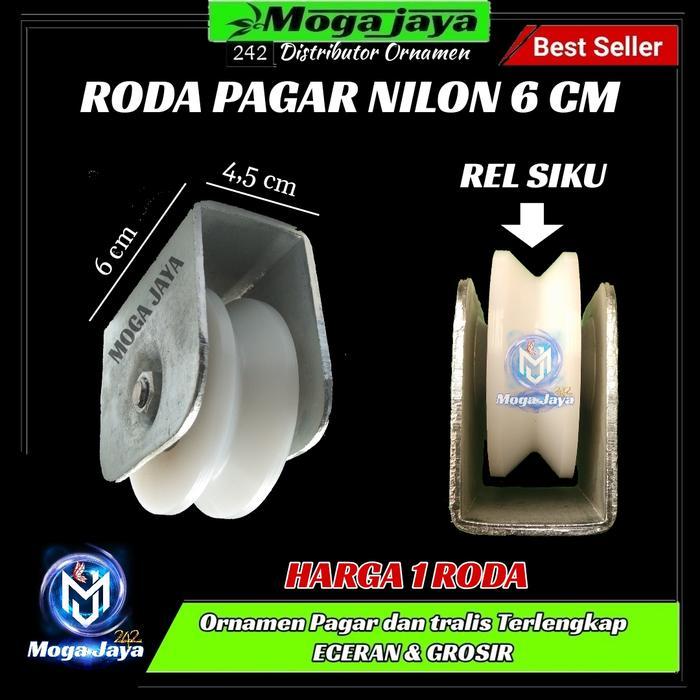 Promo roda nilon nylon 6cm roda bubut pintu pagar dobel bearing