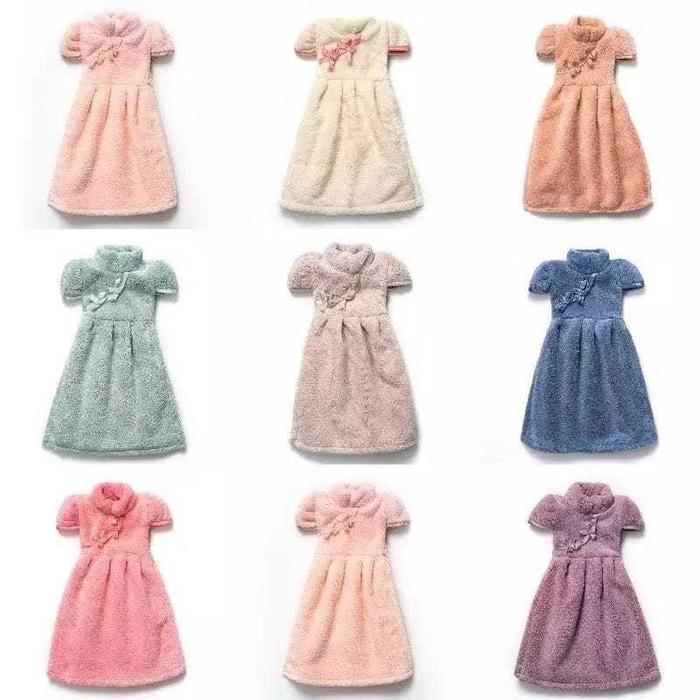 Kain Lap Tangan Gantung Menyerap Air / Lap Tangan Model Baju Gaun / Serbet Gaun Handuk Gantung Dapat