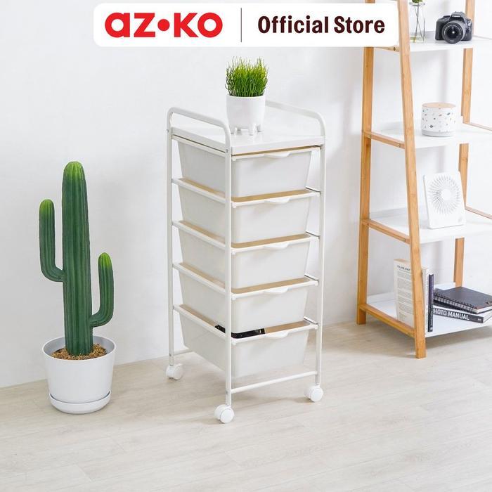 STORA RAK PENYIMPANAN DENGAN 5 TRAY PLASTIK - PUTIH