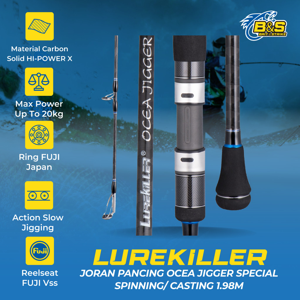 Lurekiller Ocea Jigger Joran Pancing jigging spesial bahan Hi-Power X 1.98m ring guide FUJI 662C spi