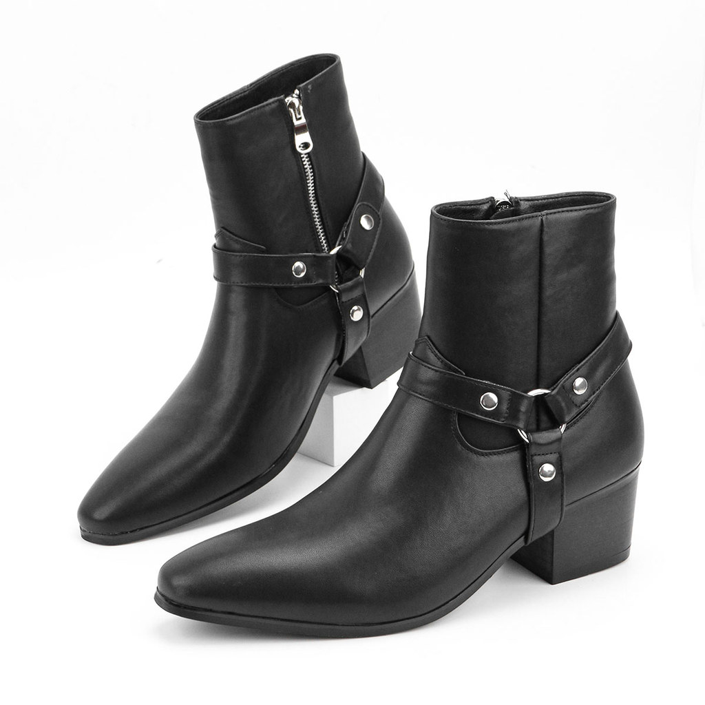 Men'S High Heel Chelsea Double Elastic Men'S Boots