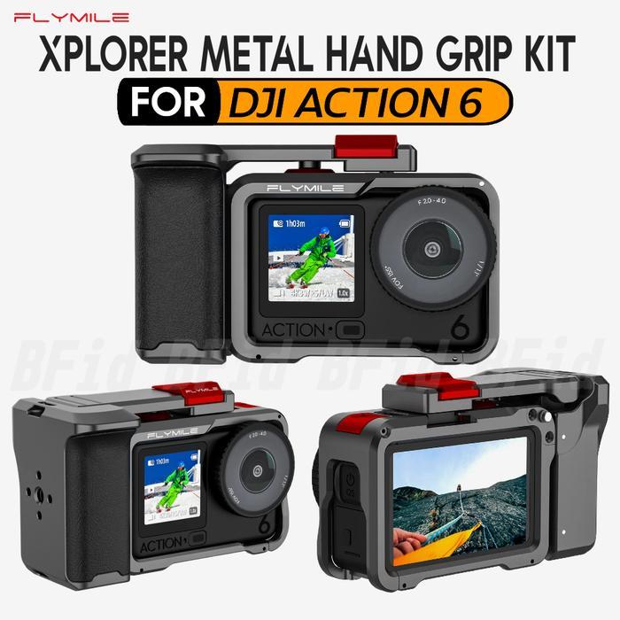 Flymile Metal Hand Grip Xplorer Kit Compatible For DJI Action 6 Handle Grip Kit Frame Mount