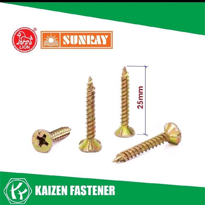 "New" (100pcs) #6x1" Sekrup GRC Calsiboard Kuning