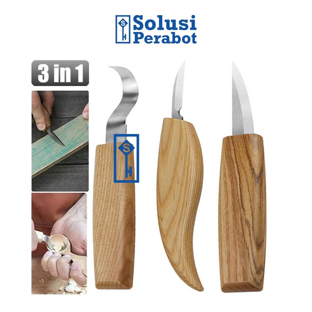 Pisau Ukir Raut Kayu 3in1 AK83 SP / Carving Wood Knife Set / Alat Berisi / Pahat Dapur Potong Model 