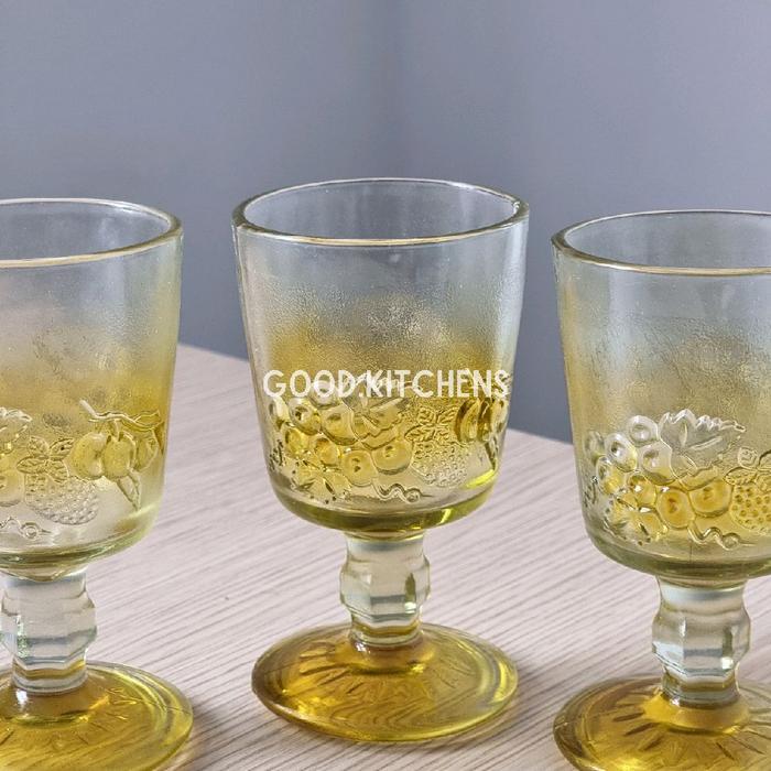 G231 [5 PCS] GELAS KACA GELAS KAKI GELAS MINUM GELAS KOPI GELAS SOUVENIR MOTIF BUAH CASANOVA