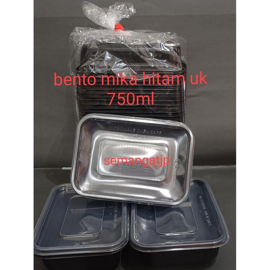 Thinwall Hitam Mika Bento Hitam kotak makan 500ml 750ml isi 25 set