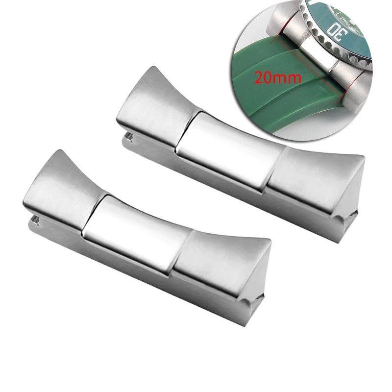 19 20 21mm Solid End Link for Rolex Daytona Submariner Black Green Water Ghost GMT silicone Leather