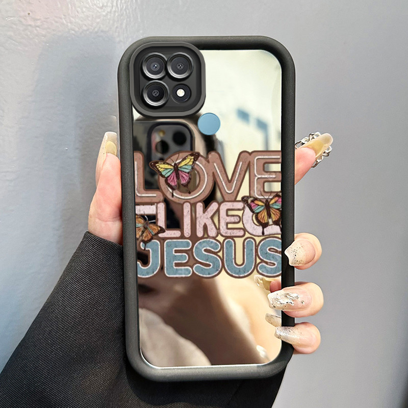 Casing Hp Untuk OPPO A15 A15s A35 Case Love Like Jesus Cermin Kasing silikon Cesing melindungi Hp ka