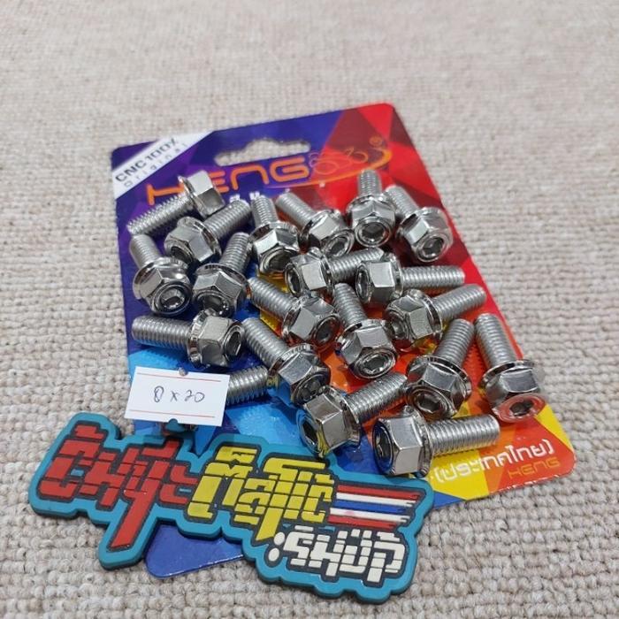 [] Baut stainless 2 kunci M8x20 8x20 Baut drat 12 panjang 2 cm