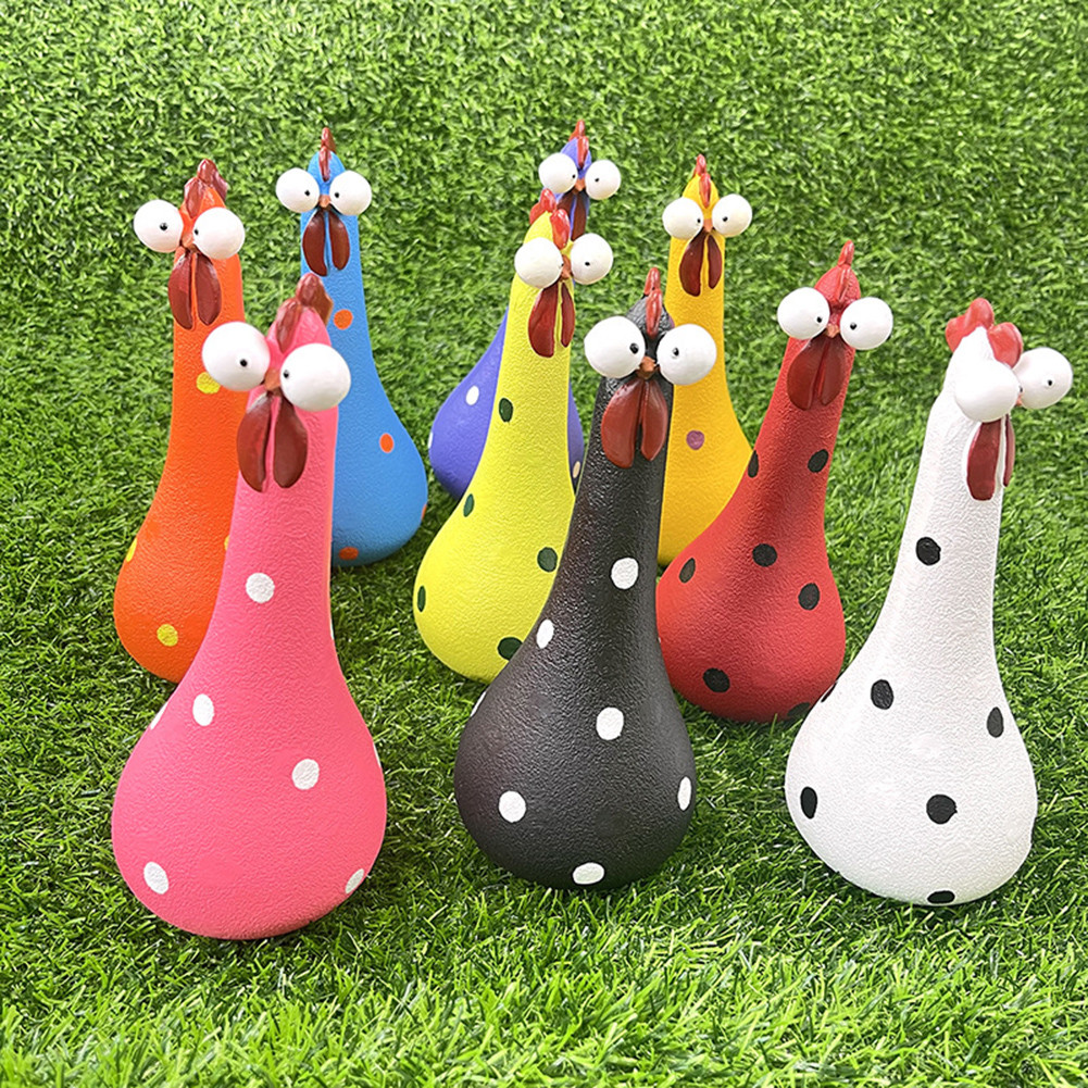 Patung Ayam Resin Lucu Dekorasi Ornamen Kerajinan Seni Patung Anak Ayam Bermata Besar Berwarna Lucu 