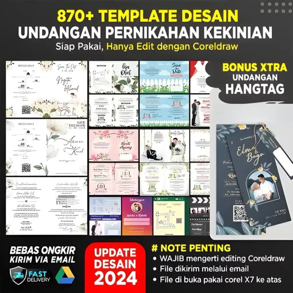 850+ Template Desain Undangan Pernikahan Kekinian Aesthetic Rustic Corel Draw (Format CDR)