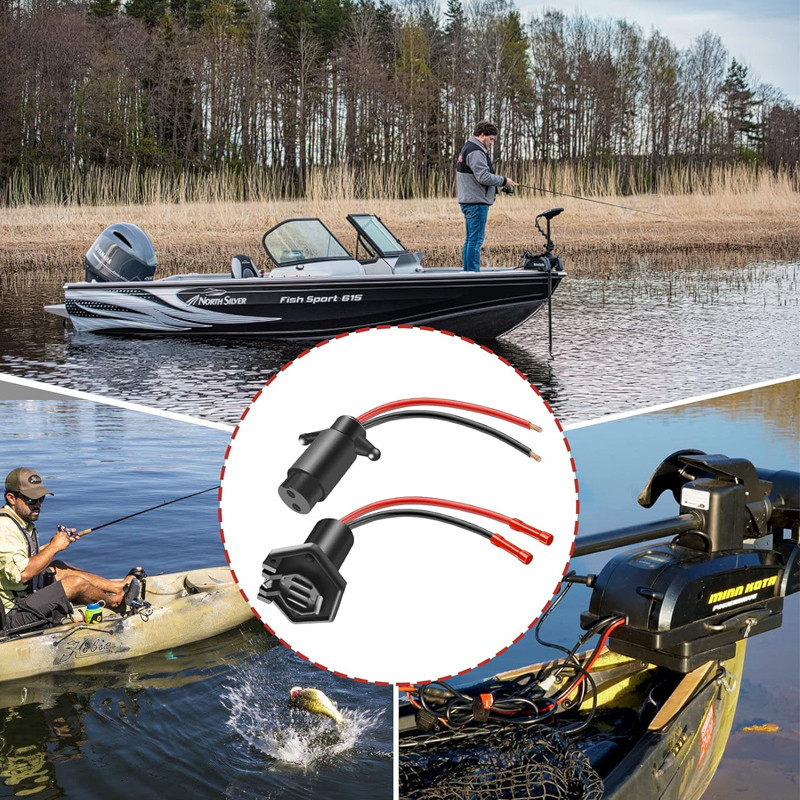 Trolling Motor Plug And Receptacle Set For Marine Boat, 14365-6 Male & 14366-6 Female Trolling Motor