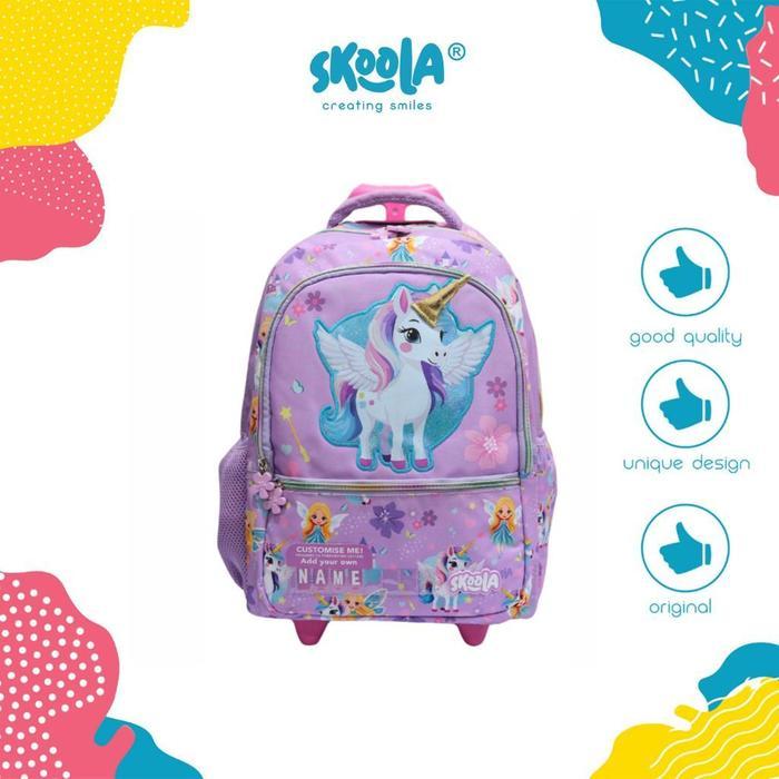 Skoola Tas Anak Trolly Sekolah SD Perempuan Custome Name 3D - Trolly Finzi Yozi