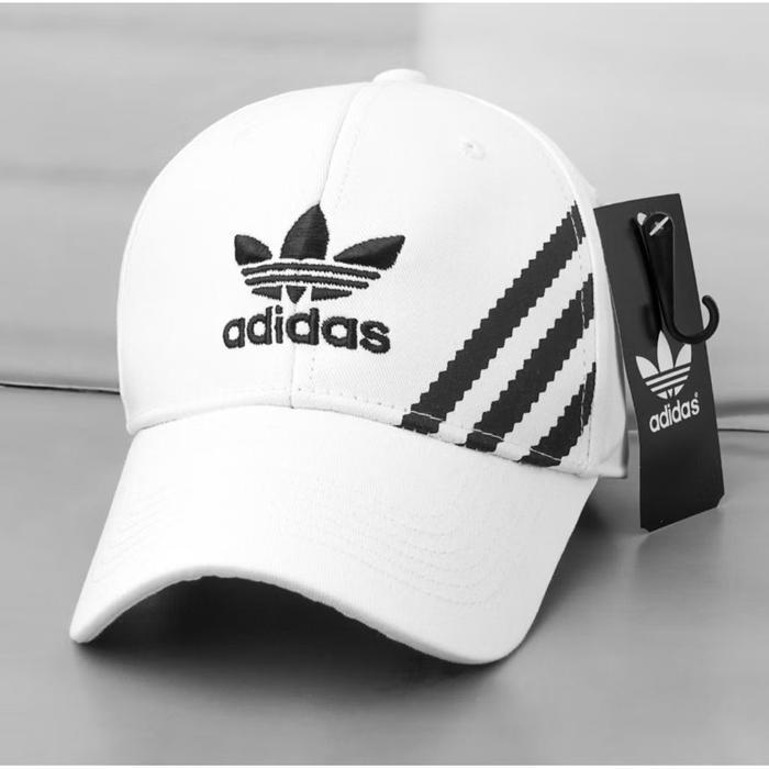 TOPI BASEBALL ADIDAS SIDE STRIPE ORIGINAL WHITE CAPS / TOPI ADIDAS PRIA WANITA