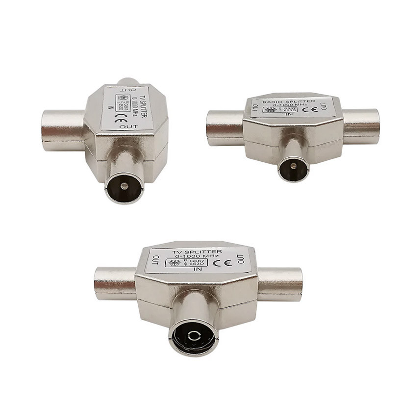 1Pcs T-Type 2 Male to 1 Female TV Antenna Connector TV Male to 2x Female T Shape Coaxial Cable