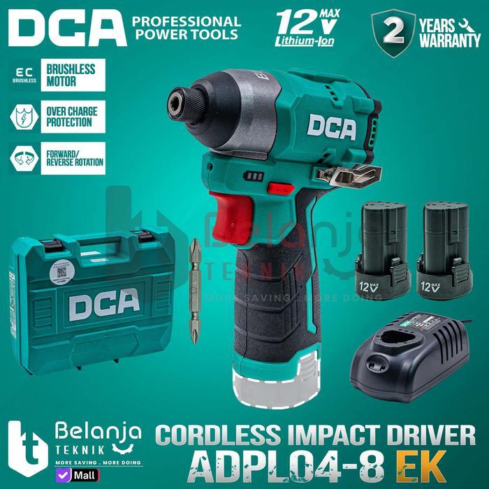 Mesin Bor Obeng Baterai DCA ADPL04-8EK 12V Impact Driver Cordless DCA ADPL 04 8 EK 12 Volt Brushless