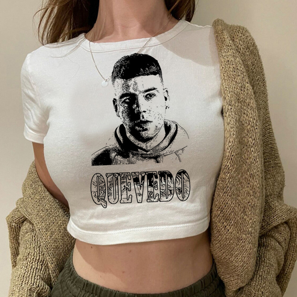 Quevedo 2000s korean fashion goth crop top Female manga 2000s cyber y2k trashy t-shirts crop top
