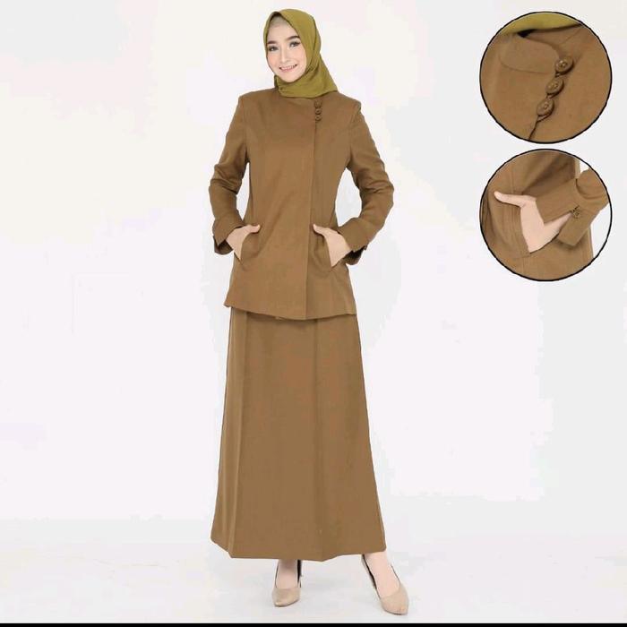 Setelan Seragam Kheki Tua Wanita Rok A ,Baju Dinas ASN,PNS,PDH,GURU, Seragam Kerja PDH Kheki Tua Rok