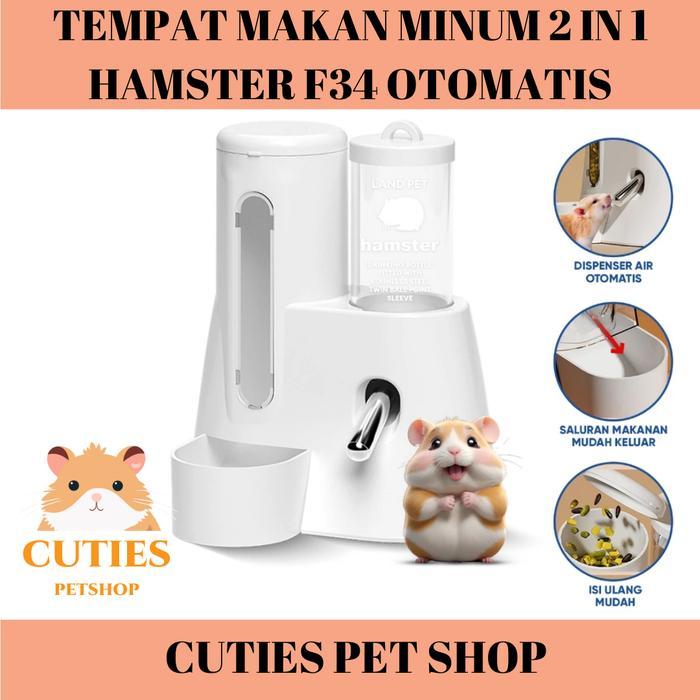 Cuties Pet Shop TEMPAT MAKAN MINUM HAMSTER F34 OTOMATIS 2IN1 PET FEEDER DISPENSER HAMSTER 300ML +
