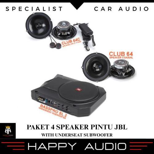 Paket Audio Mobil Set Sound System JBL CLUB with Underseat Subwoofer Basspro SL 2 & Speaker Club 64C