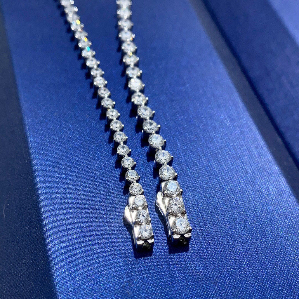 Versatile Fashion Three-Prong Round 5pt Moissanite PT950 Platinum Bracelet Unisex - Platinum Chain +