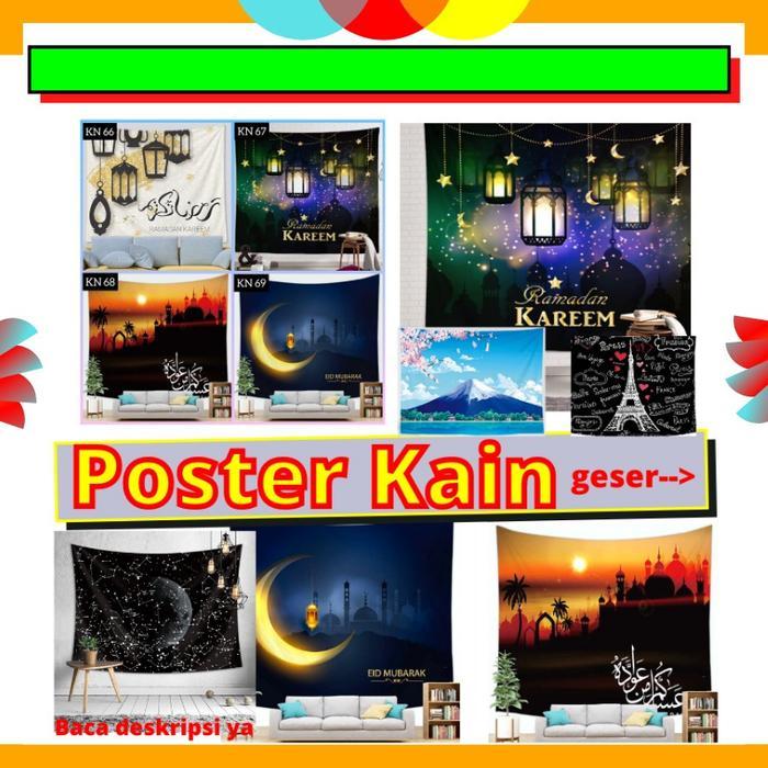 POSTER WALLPAPER KAIN HIASAN DINDING RAMADHAN KALIGRAFI IDUL FITRI