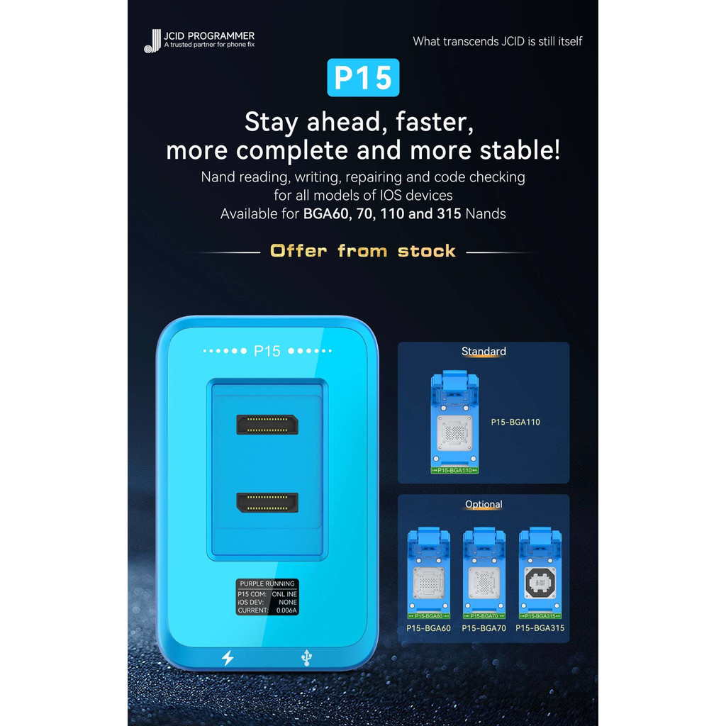 BESTPRICE JC JCID Newly P15 Nand Programmer for iPhone 6-15PM BGA315 BGA110 BGA70 Nand Repair Purple